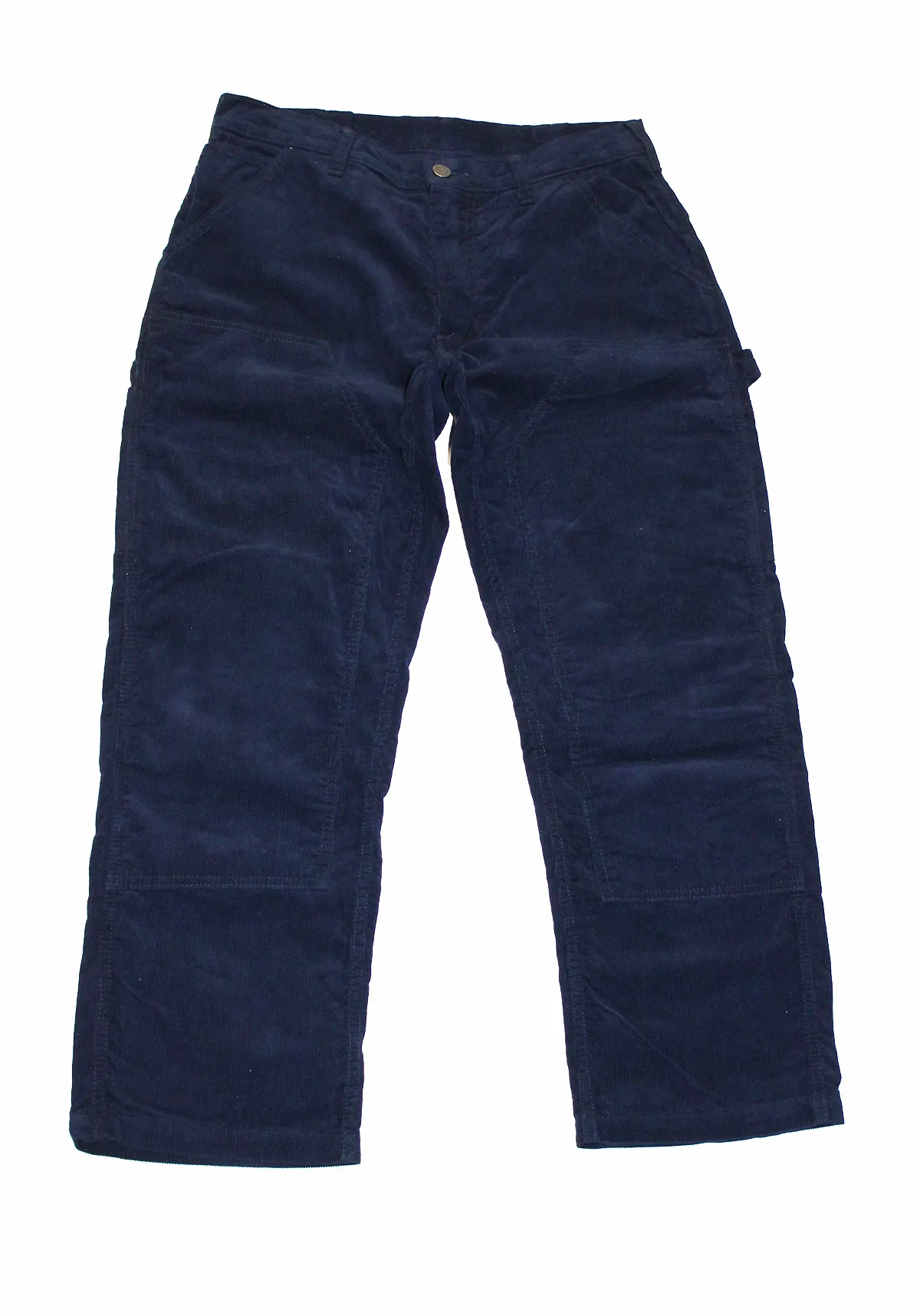 Pantalón carpintero de pana azul marino con presilla lateral para martillo